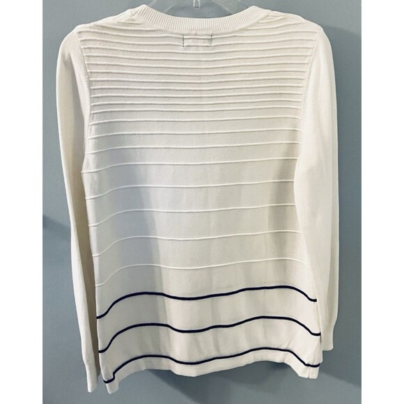 Basic Editions Womens Ribbed White & Black Sweater Size Large - Picture 6 of 6